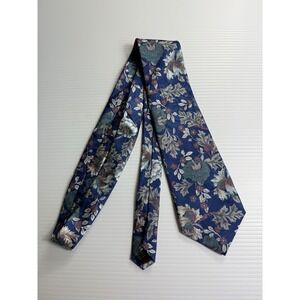 The Mens Store‎ Floral Necktie Blue Multicolor Silk Blend Business Casual